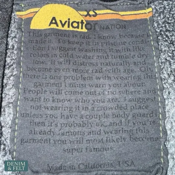 Aviator Nation Hand Dyed Bolt Zip Hoodie Vintage Charcoal Lightning XS Lounge - Picture 7 of 9